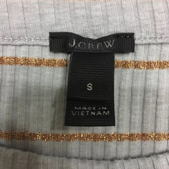 J Crew Black Label Ruffle Top Ribbed Striped - Picture 4 of 8